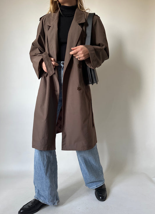 Trench cioccolato con fodera paisley