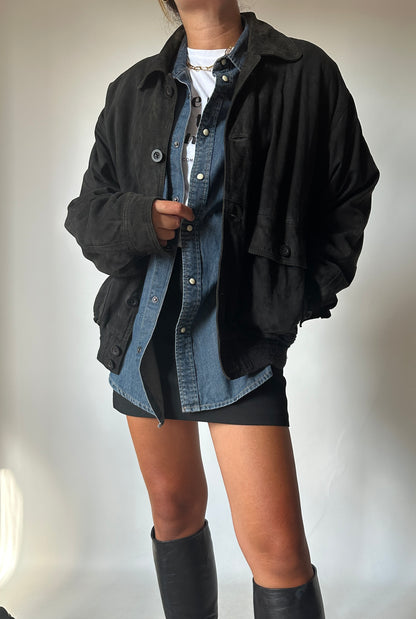 Perfect black suede bomber