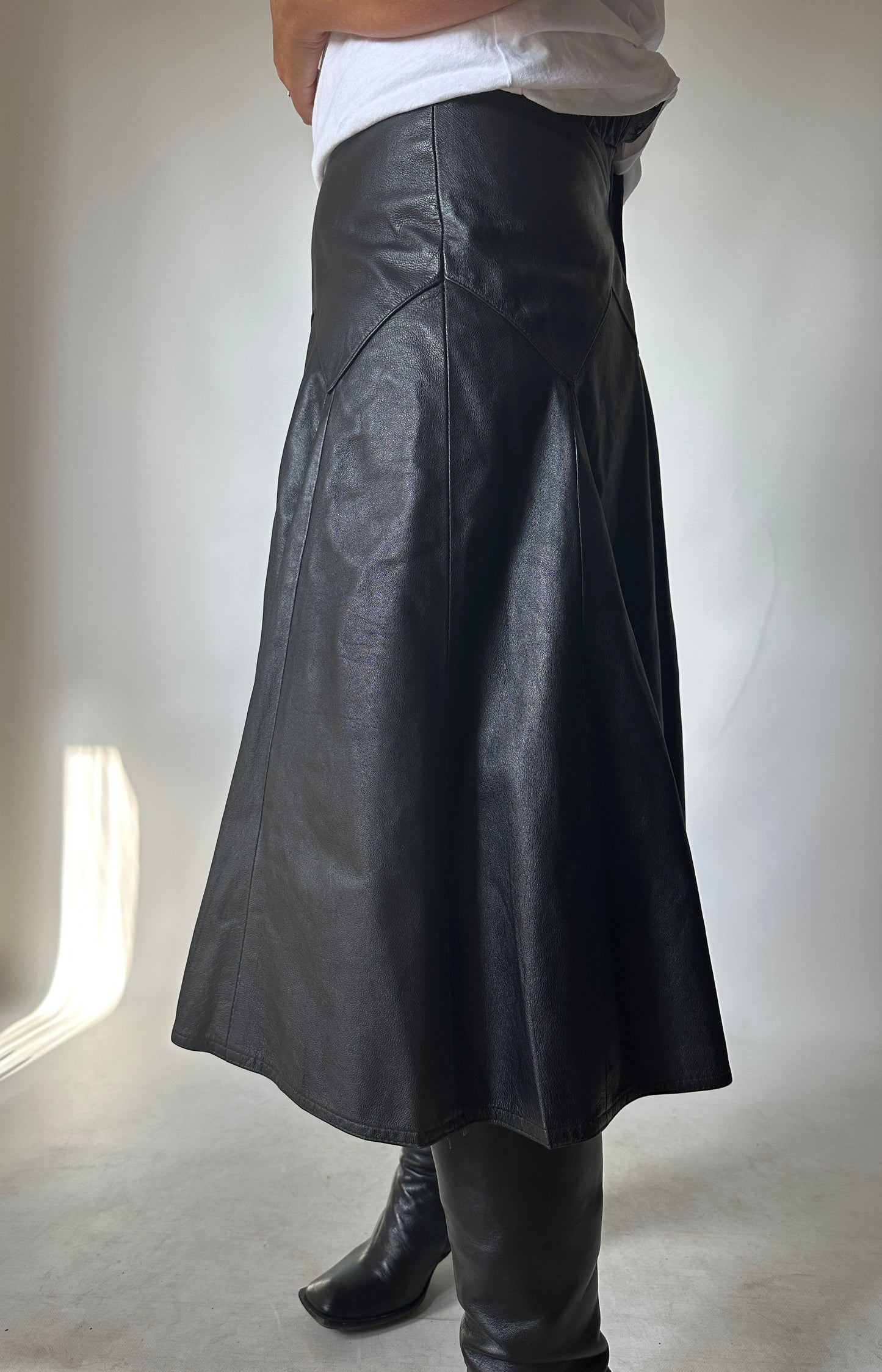 Essenziale real leather skirt