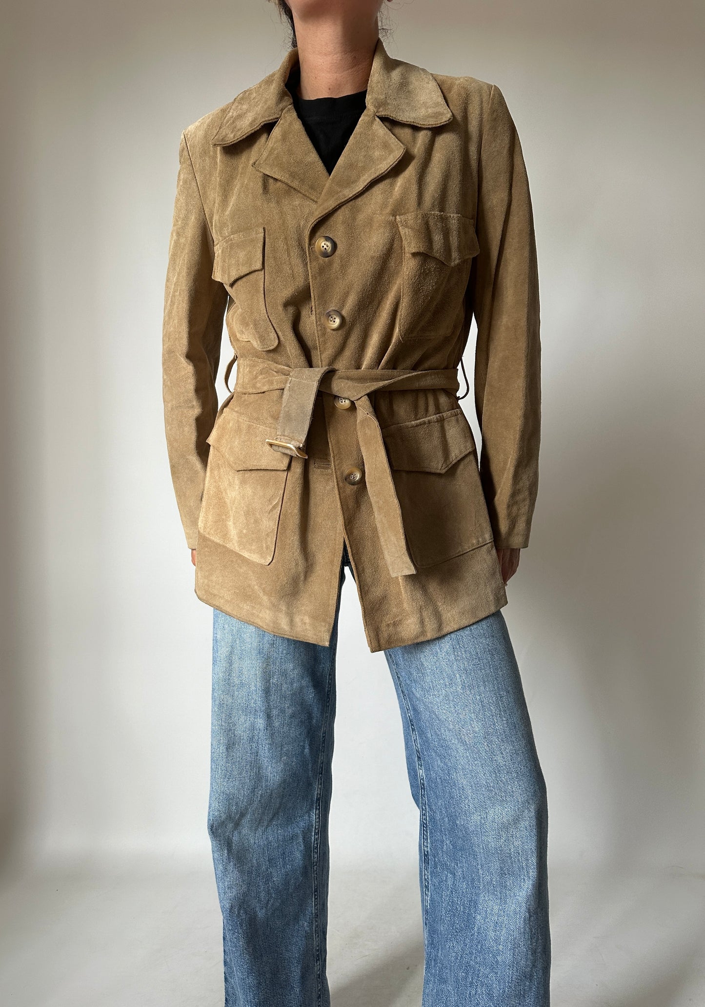 Vintage suede trench with belt