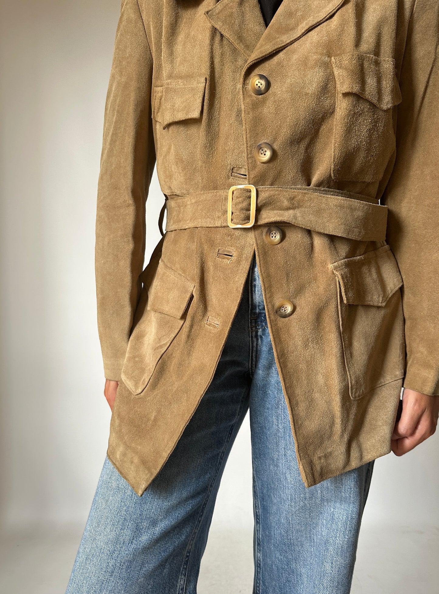 Vintage suede trench with belt