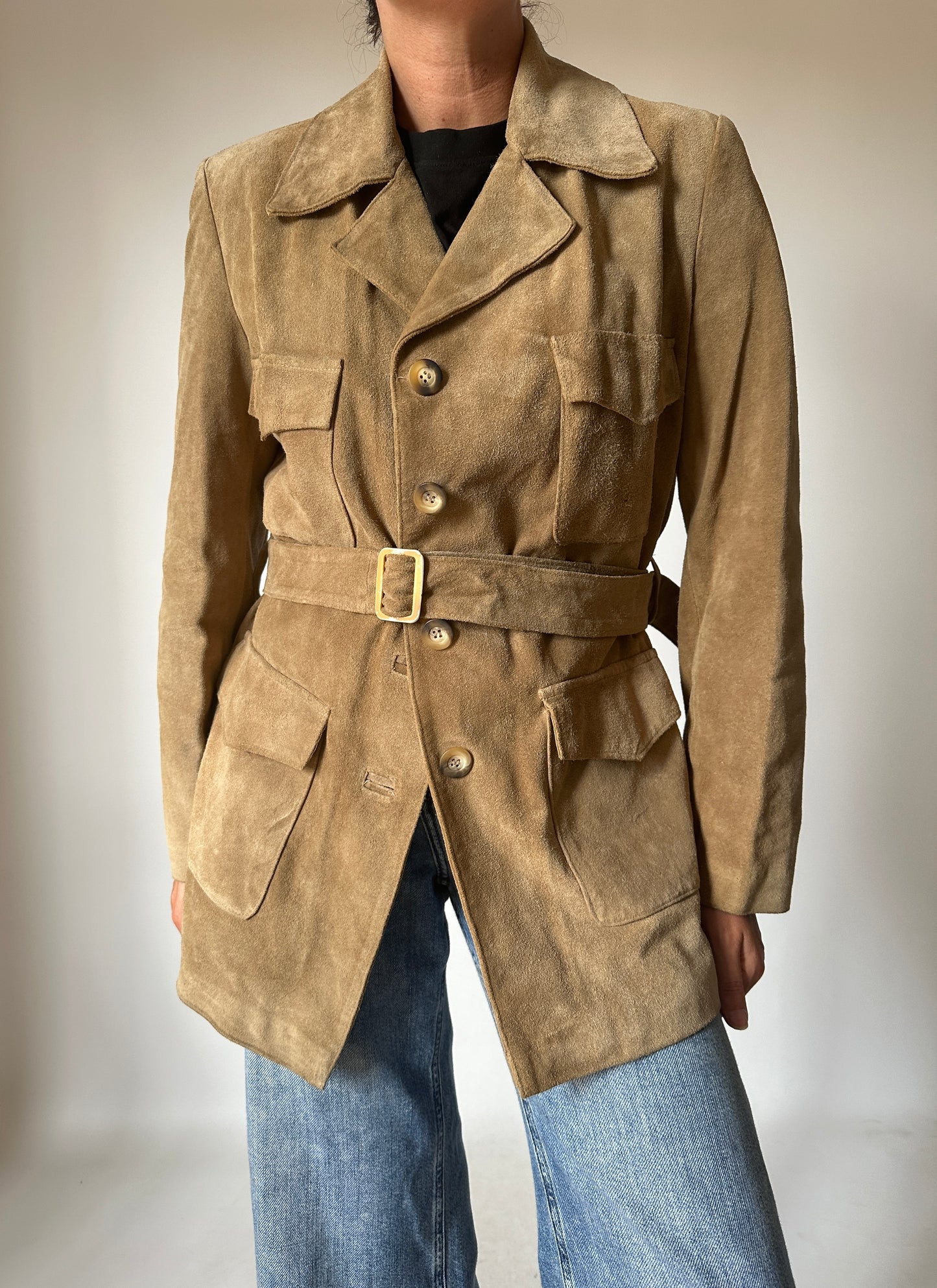 Vintage suede trench with belt