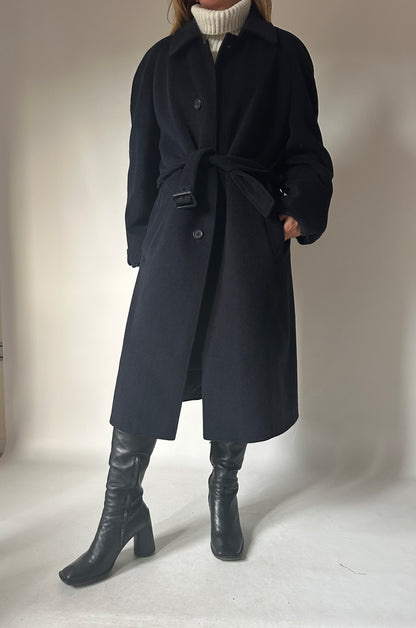 Iconic extra long navy coat