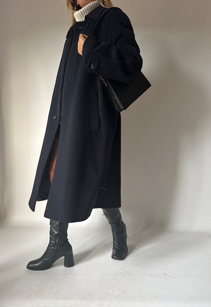 Iconic extra long navy coat