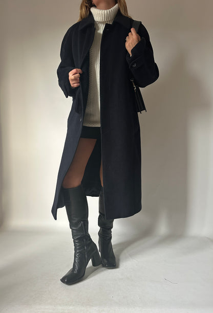 Iconic extra long navy coat