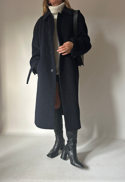 Iconic extra long navy coat