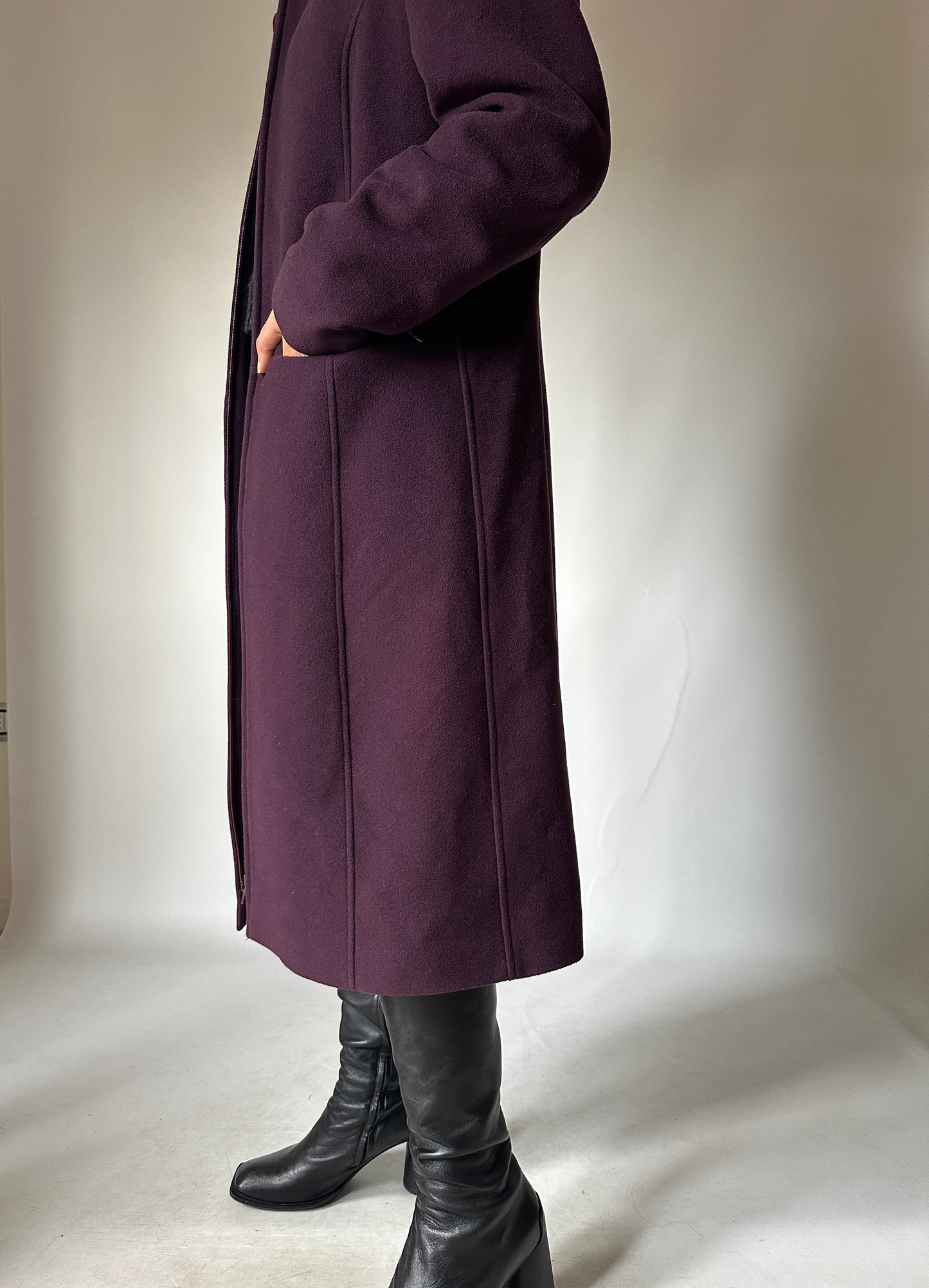 Burgundy extra long coat