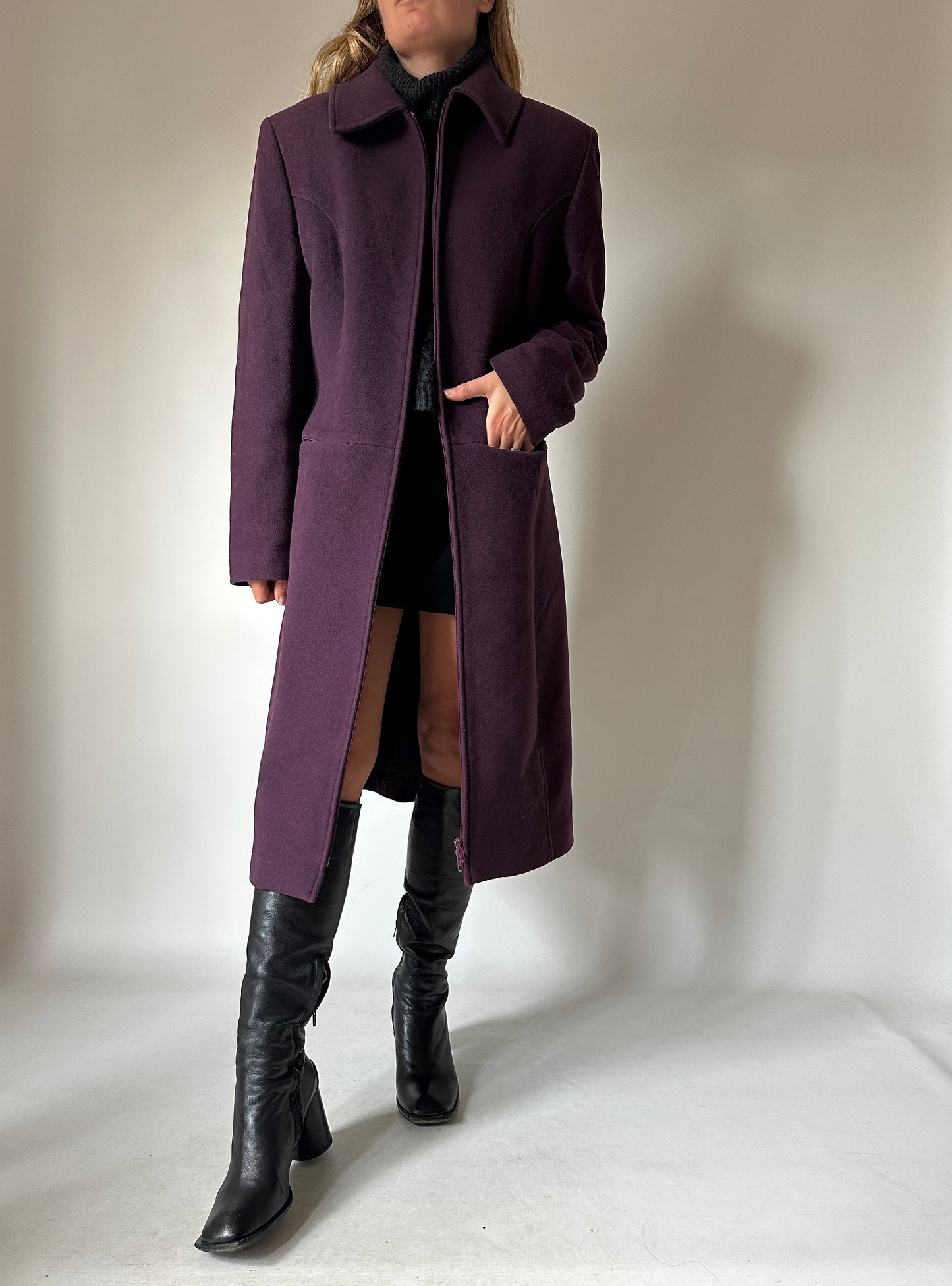 Burgundy extra long coat