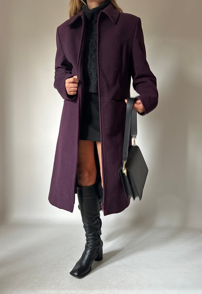 Burgundy extra long coat