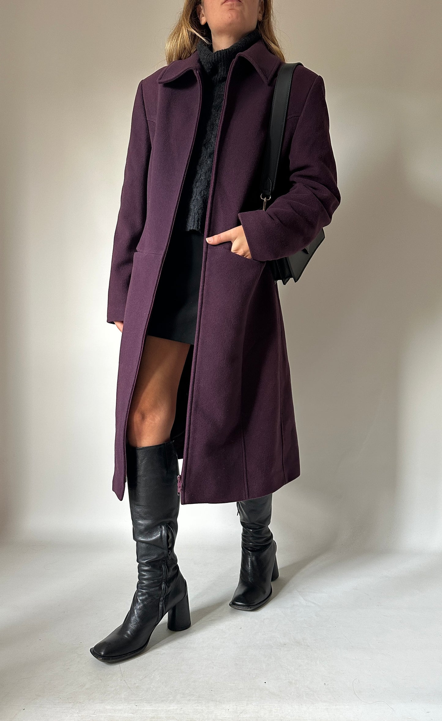 Burgundy extra long coat