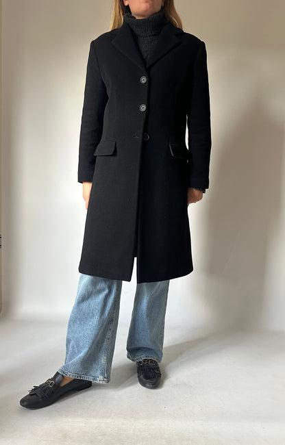 Wool black slim coat