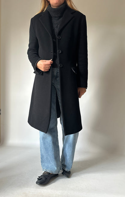 Wool black slim coat