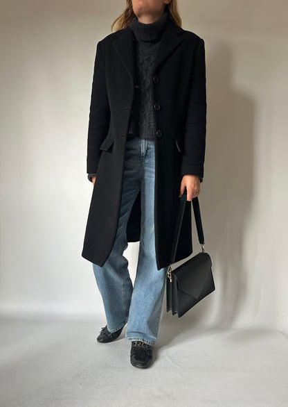 Wool black slim coat