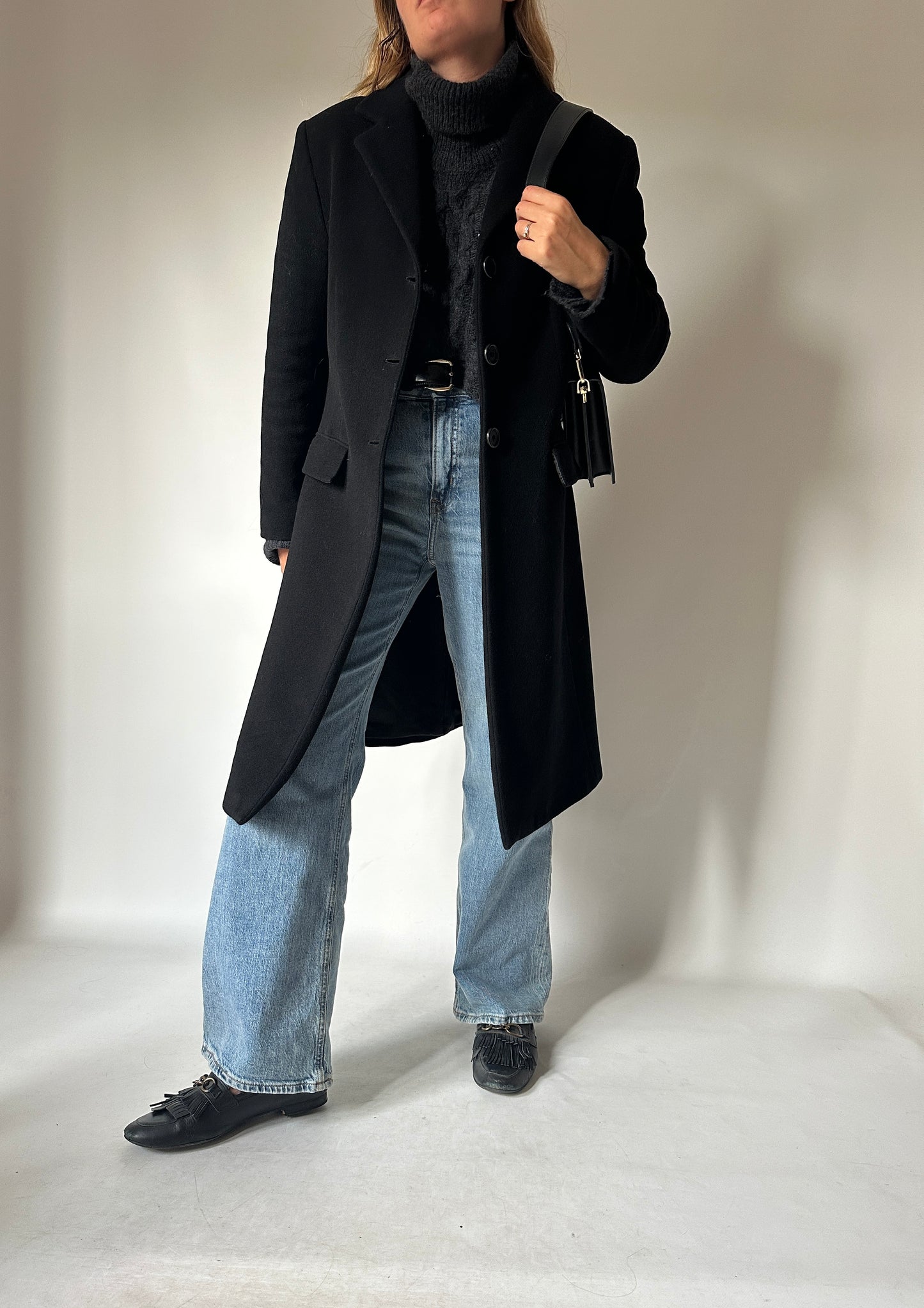 Wool black slim coat