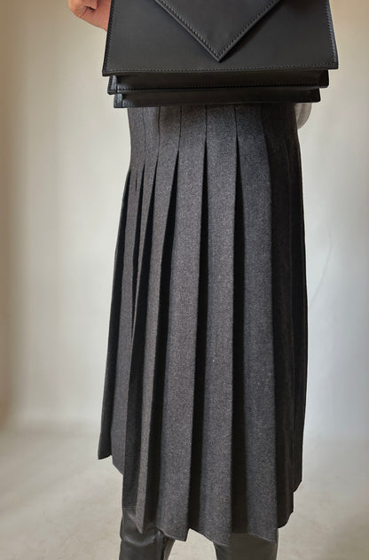 Pure virgin wool pleated skirt