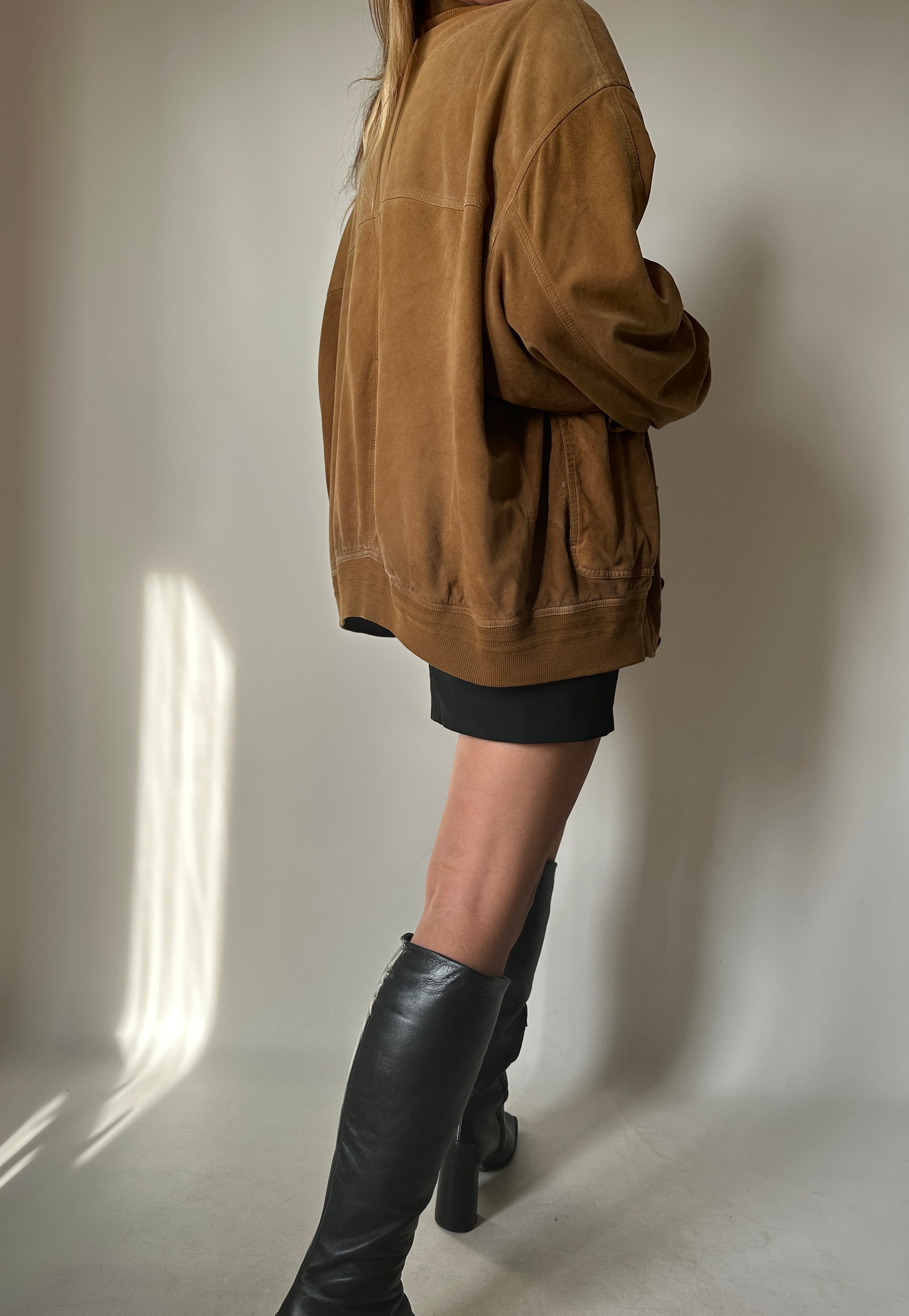 Giacca Renna Donna Bomber Cappotto In Renna Scamosciato Oversize