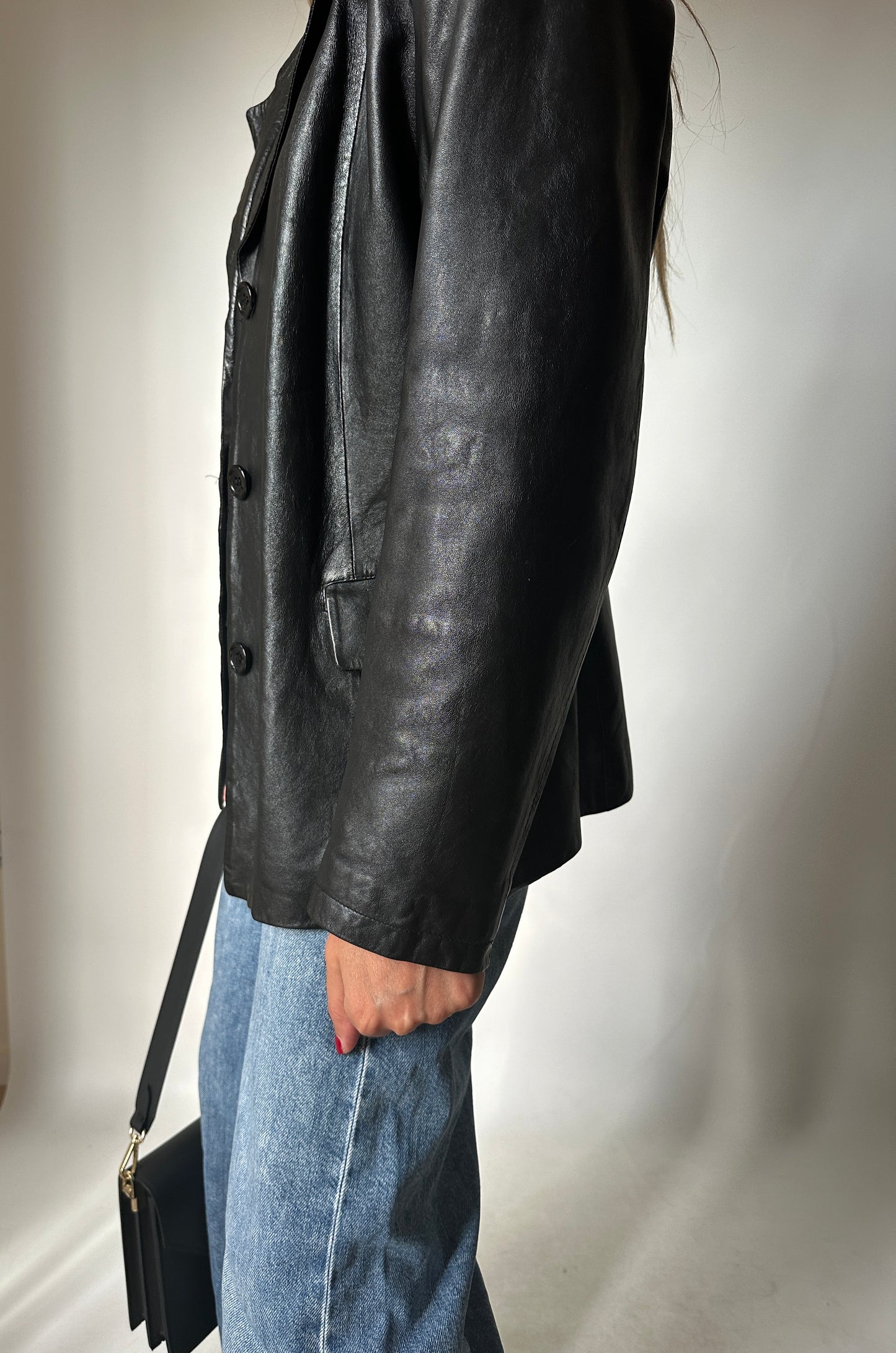 Soft leather black blazer