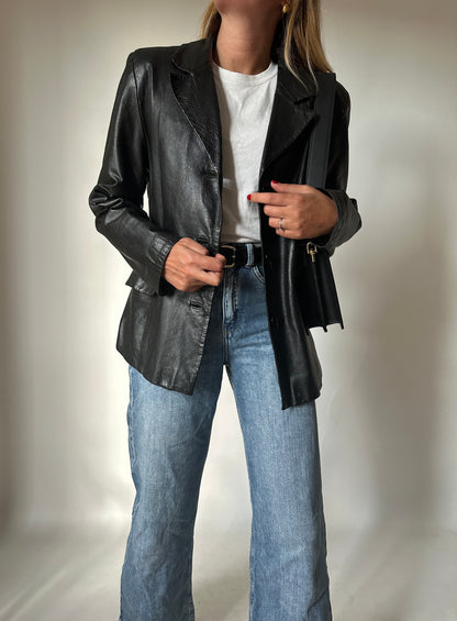 Soft leather black blazer