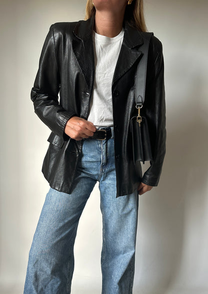 Soft leather black blazer