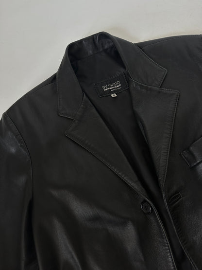 High quality black leather blazer