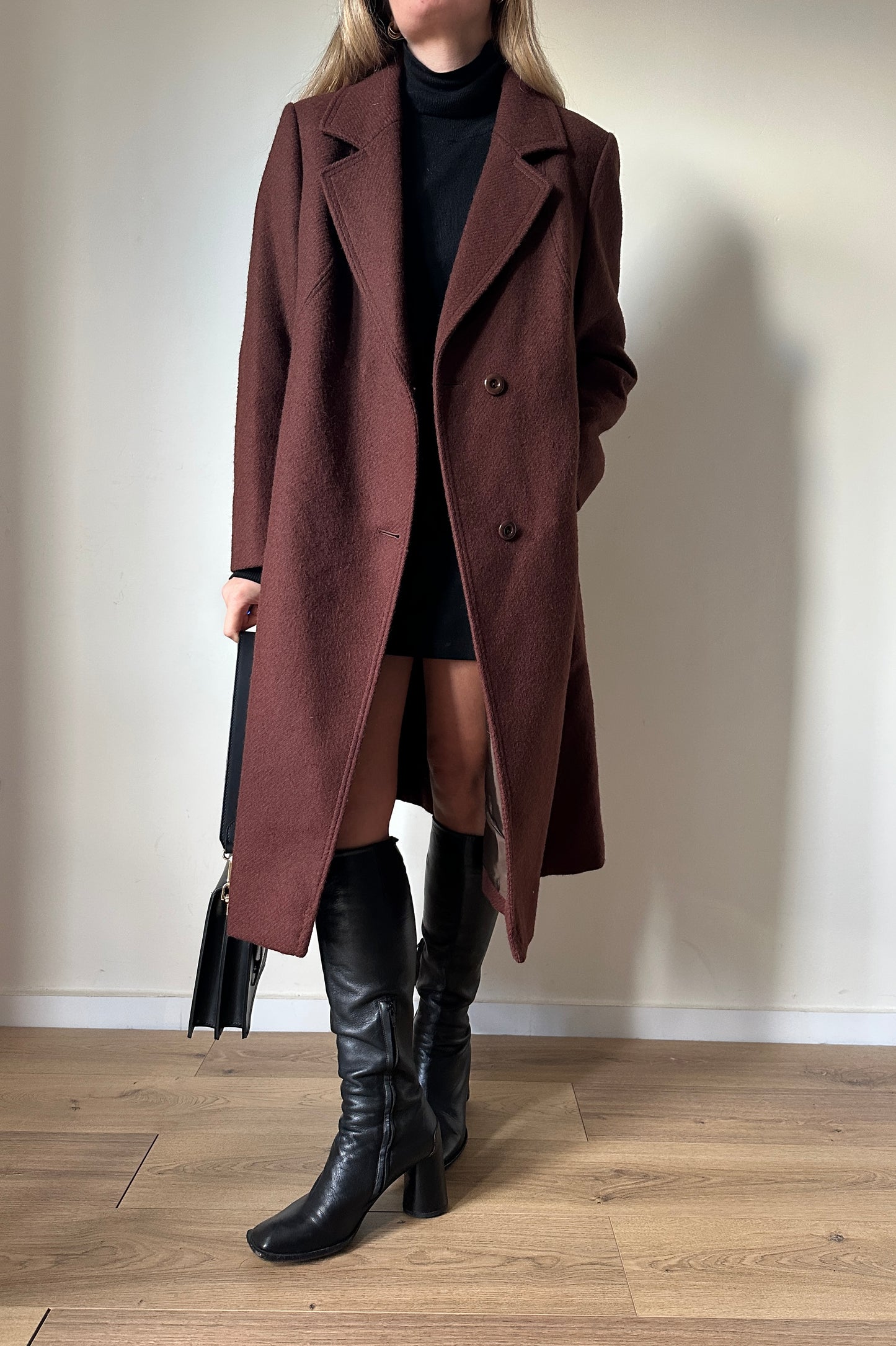 Chocolate pure wool coat