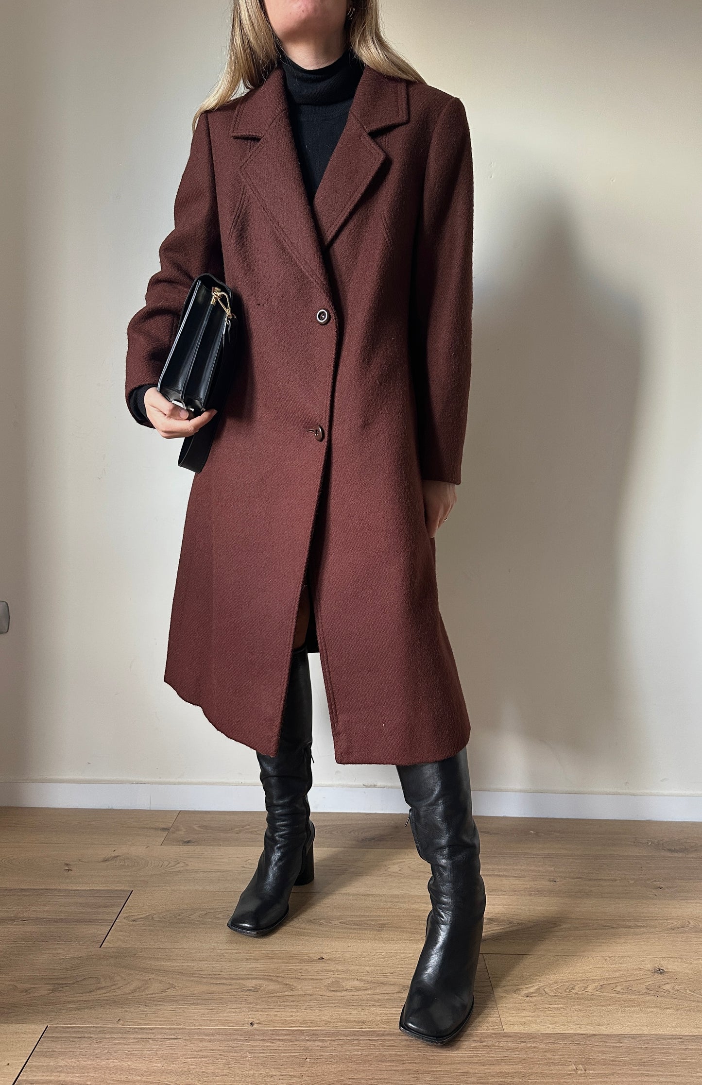 Chocolate pure wool coat