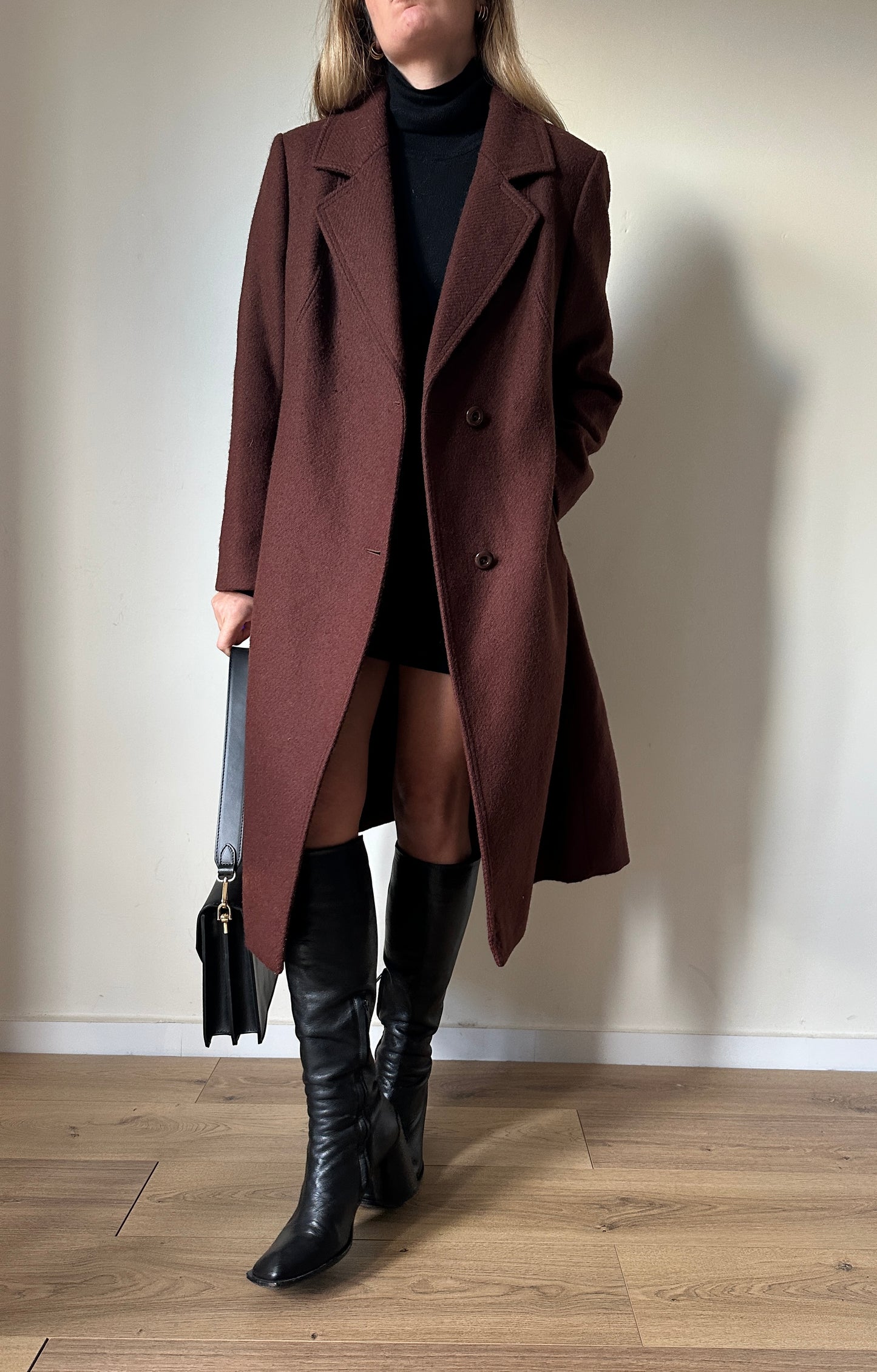 Chocolate pure wool coat