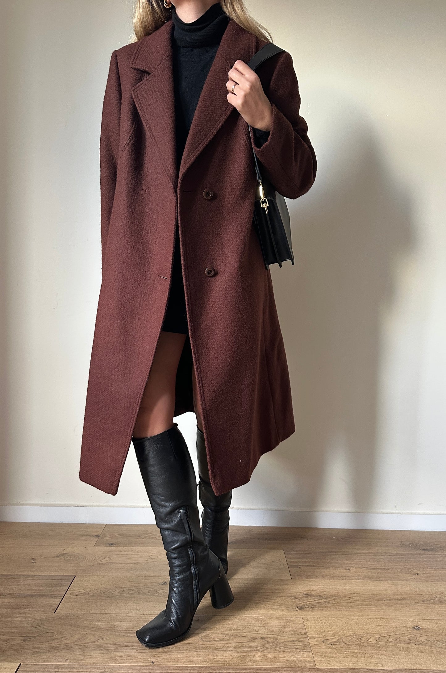 Chocolate pure wool coat