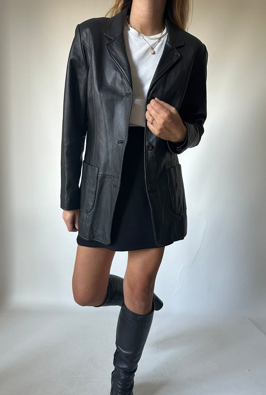 Soft leather black blazer