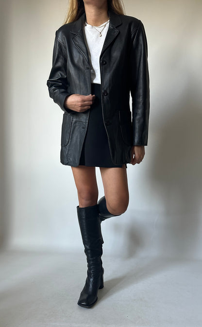 Soft leather black blazer