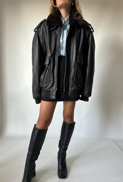 Cool aviator leather bomber