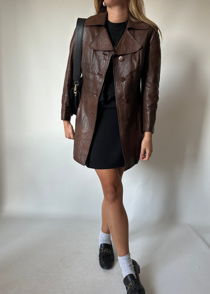 Chocolate leather jacket with fur