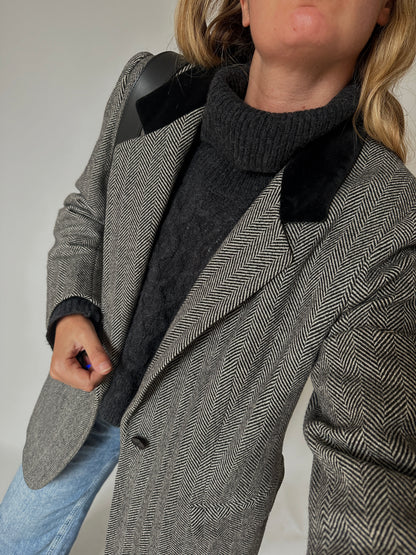 Blazer cappottino in lana spigata