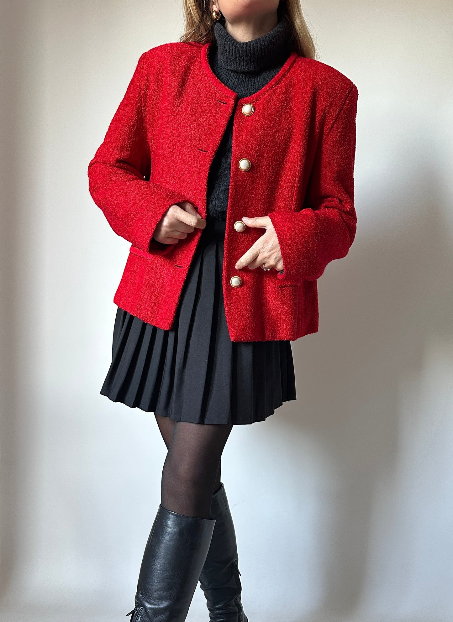 ALBA FORNARI bouclè red jacket