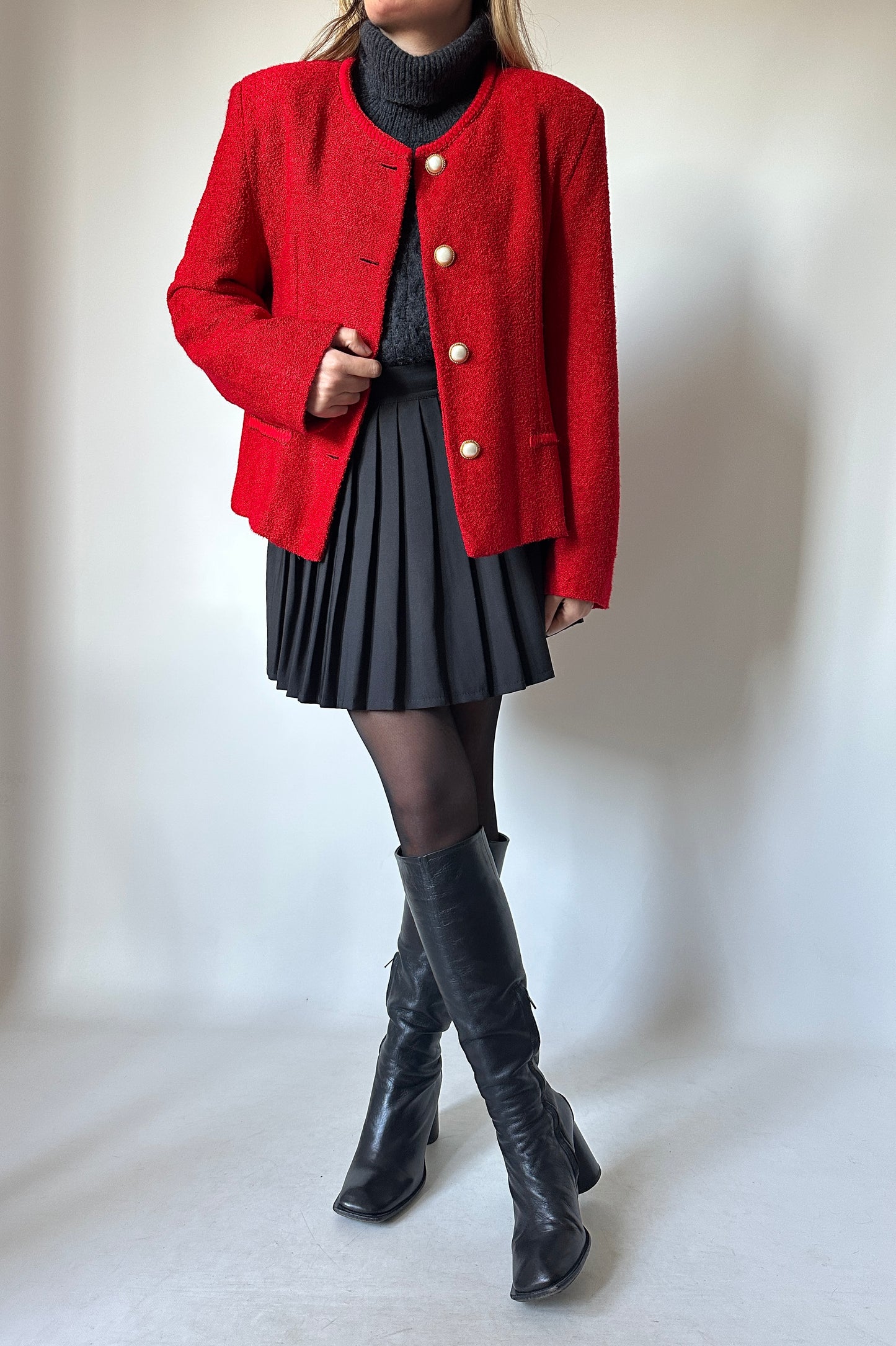 ALBA FORNARI bouclè red jacket