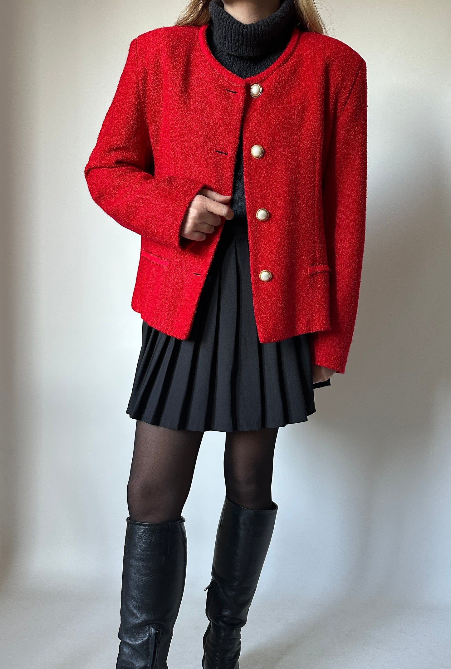 ALBA FORNARI bouclè red jacket