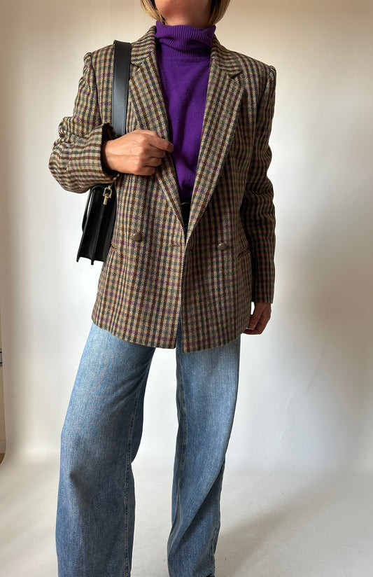 Pied de poule purple and brown blazer