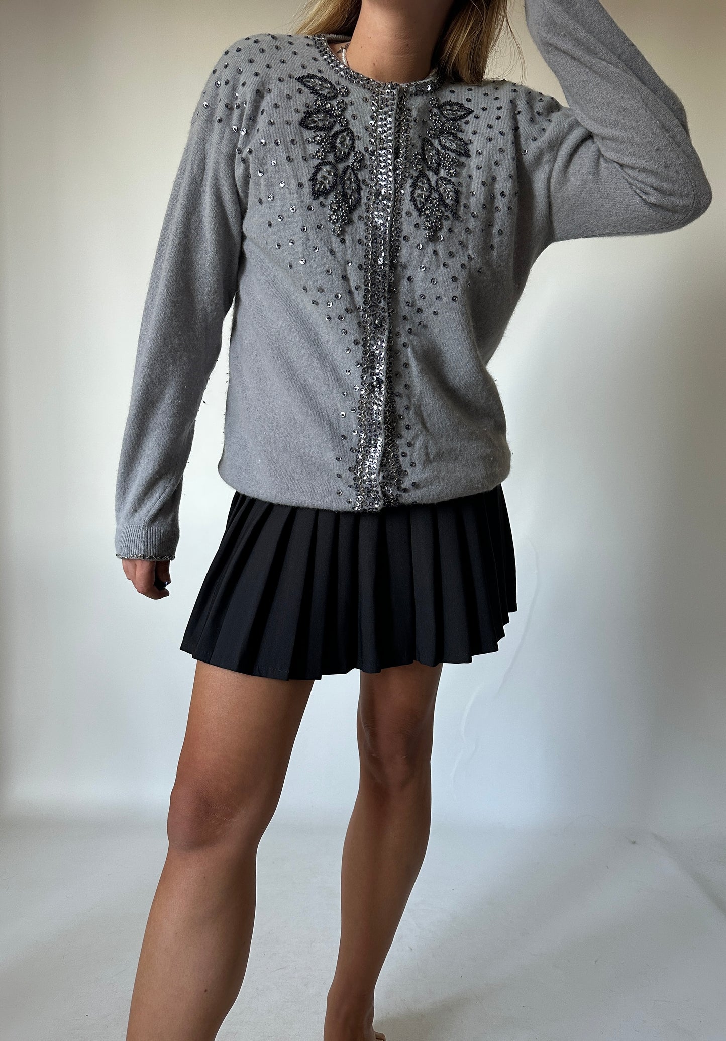 Cardigan in lana e angora luccicoso