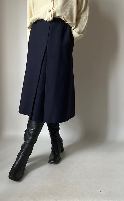 Pure wool navy midi skirt