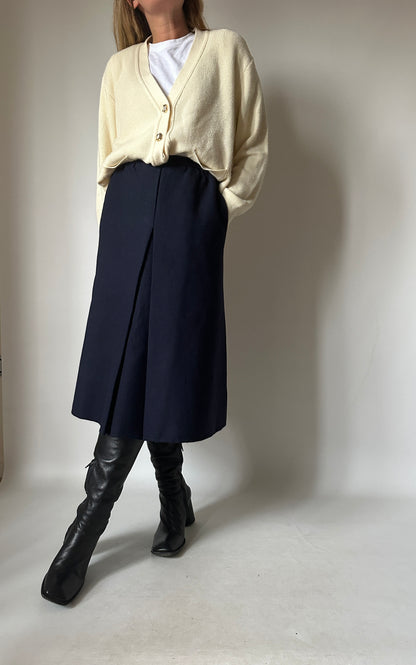 Pure wool navy midi skirt