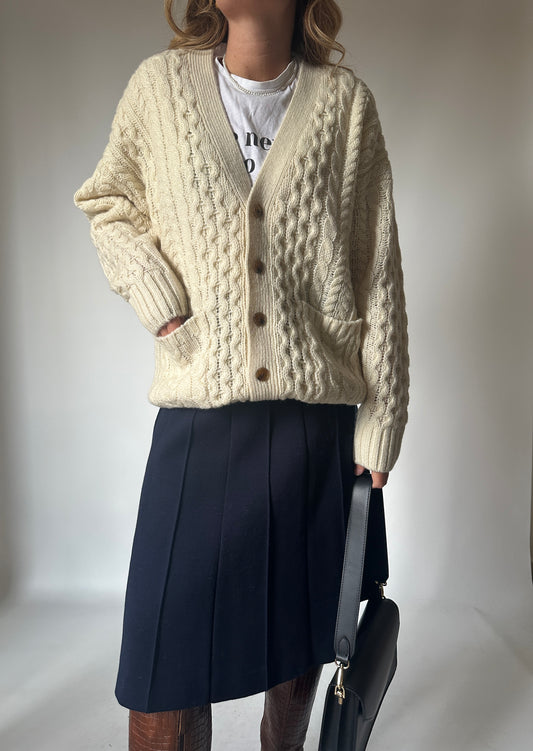 Cable-knit wool cardigan - new deadstock