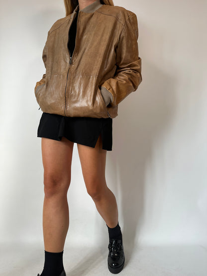 Real leather used effect bomber jacket