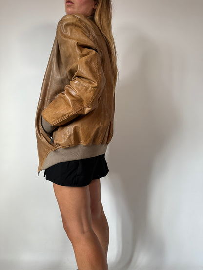 Real leather used effect bomber jacket