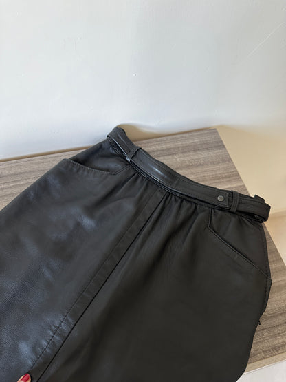 Pencil black leather skirt