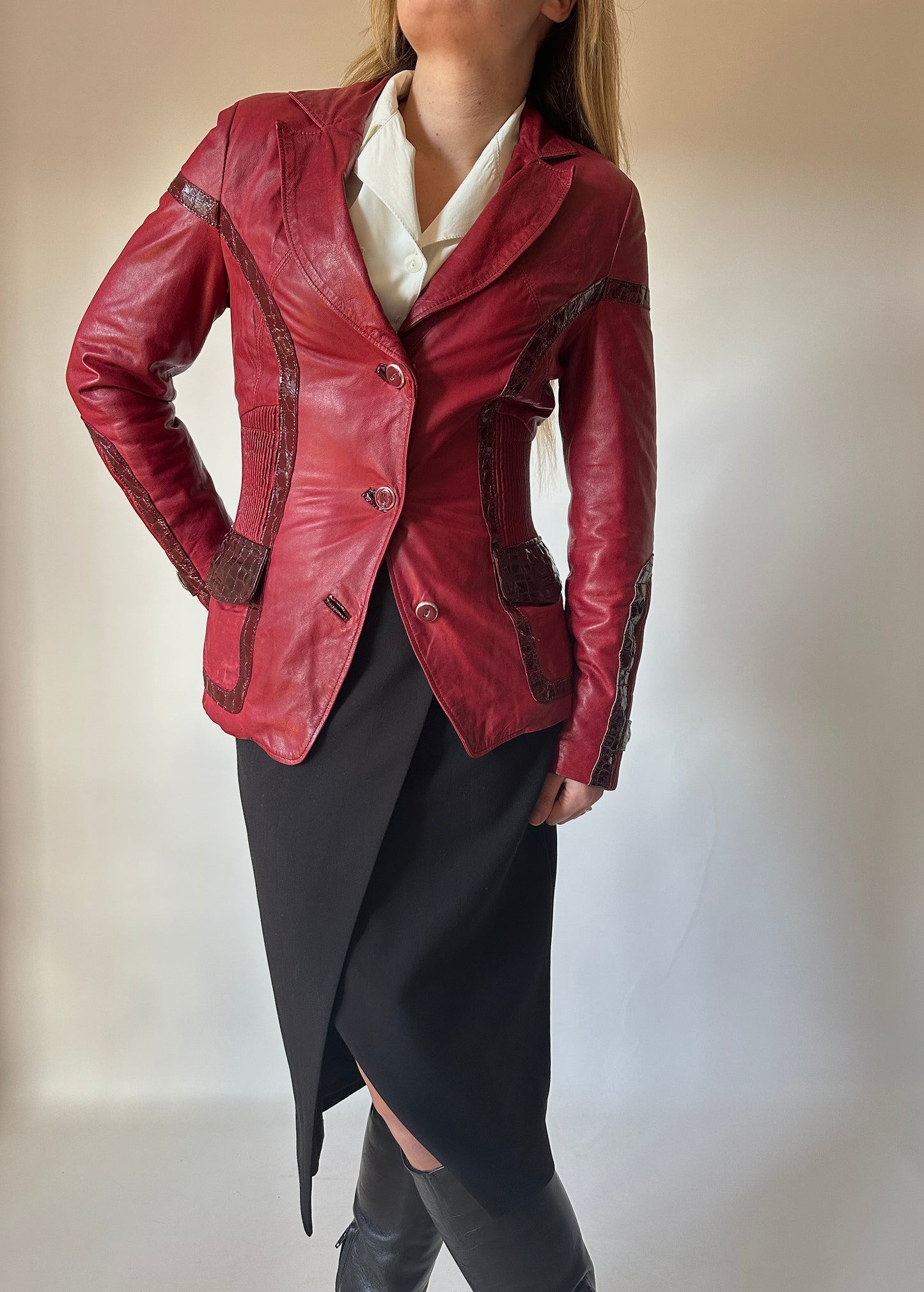 Unique red leather jacket