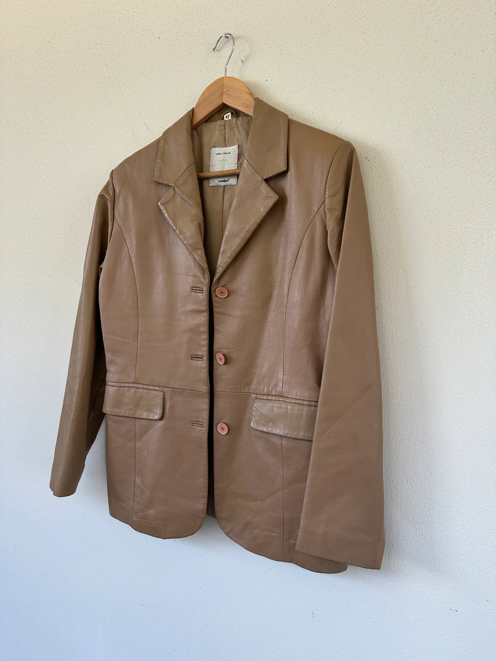 Camel soft leather blazer