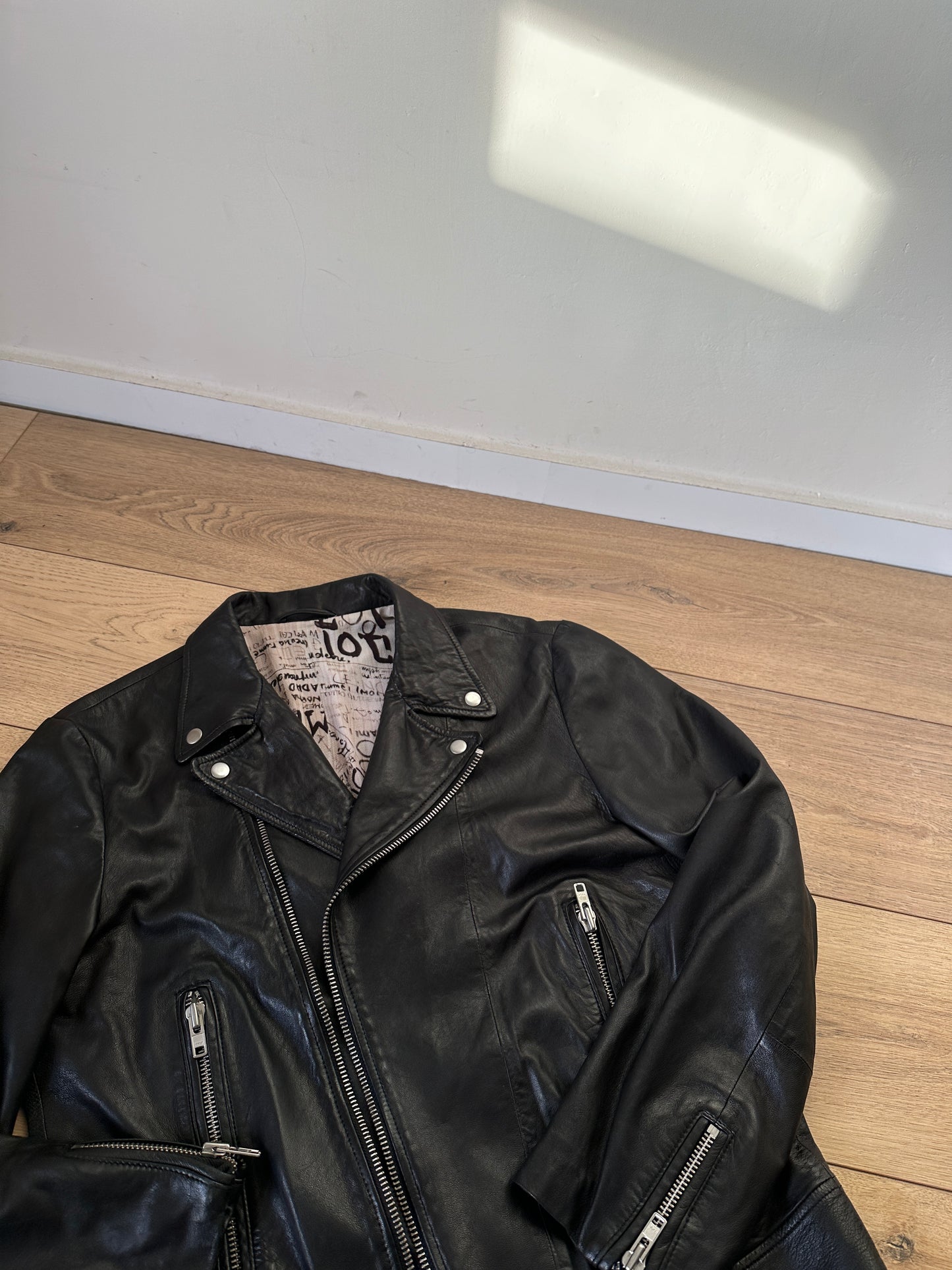 Soft leather oversize biker - new