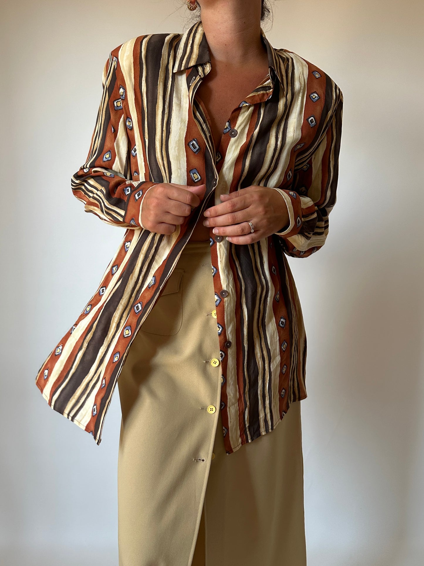 Terracotta and brown shirt