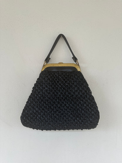 Unique 70s raffia bag