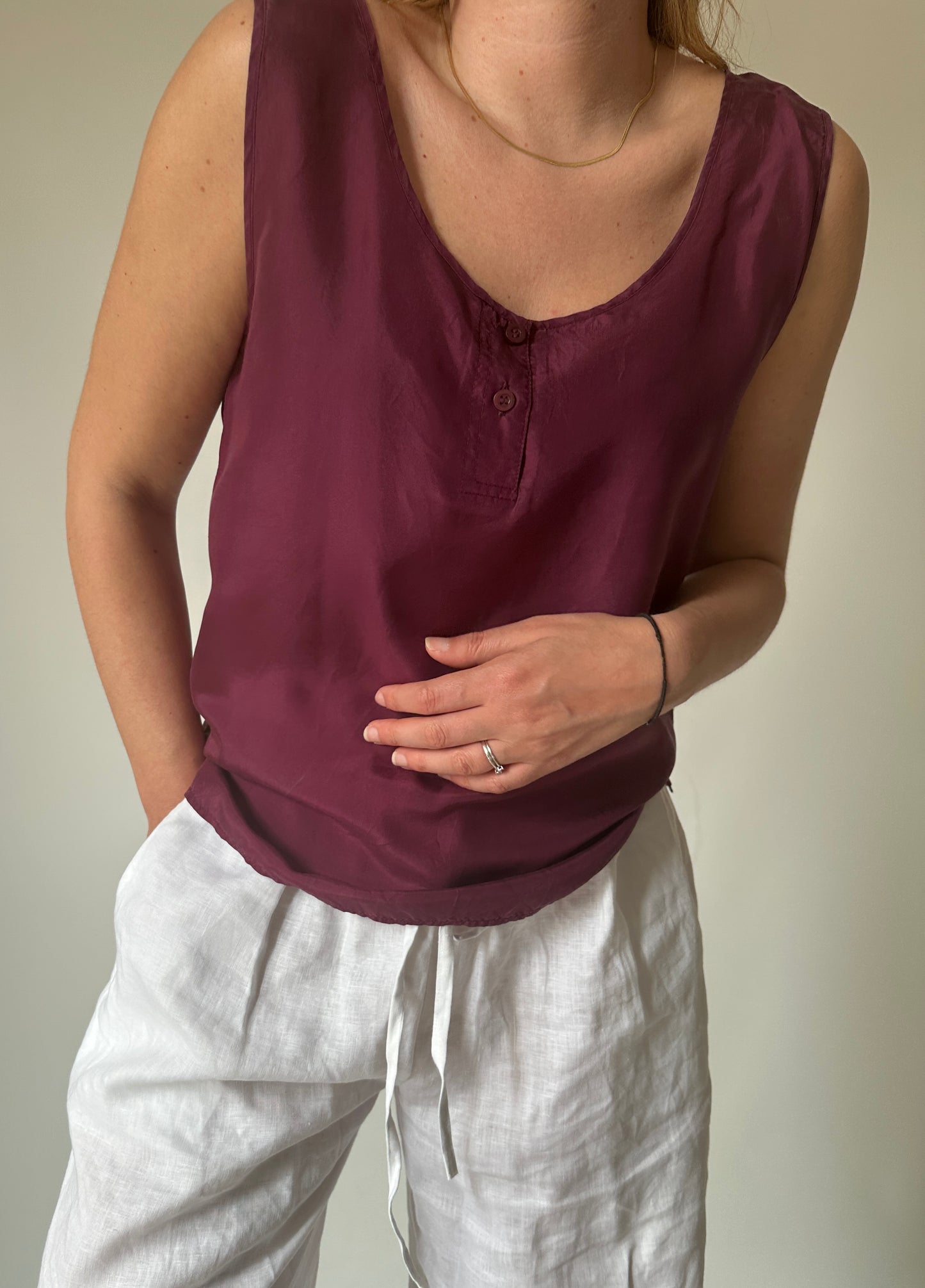 Burgundy 100% silk top